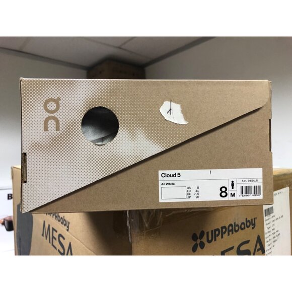 On Men's Cloud 5 Running Shoes, All White, Size 8 (New in Box) - Picture 5 of 10